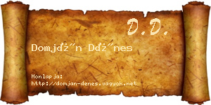 Domján Dénes névjegykártya